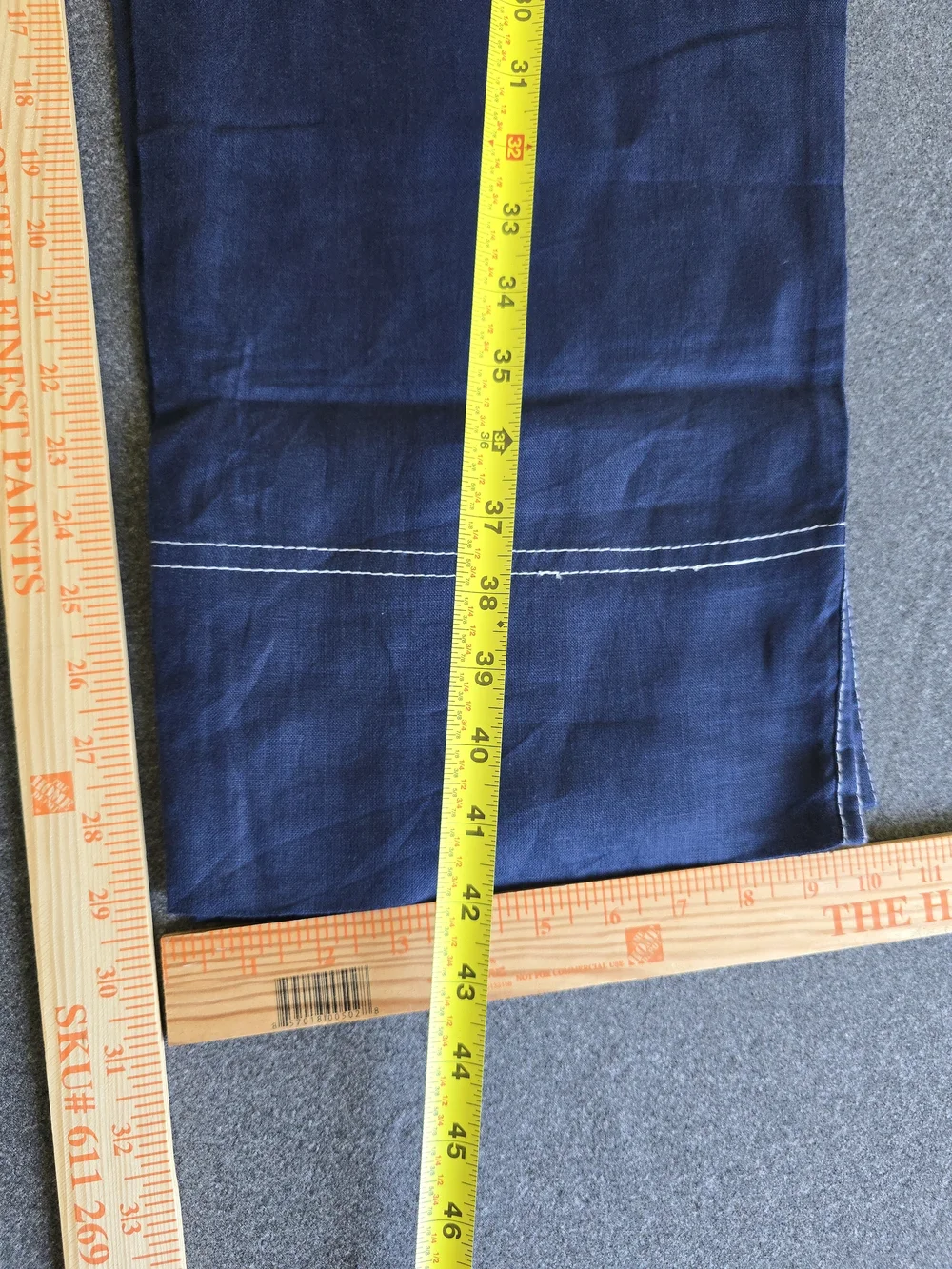 Zara Contrast Stitch 100% Linen Pants Men's Size 32 Navy